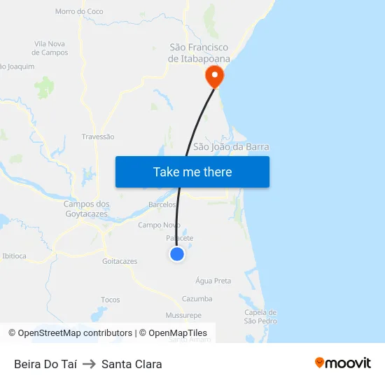 Beira Do Taí to Santa Clara map