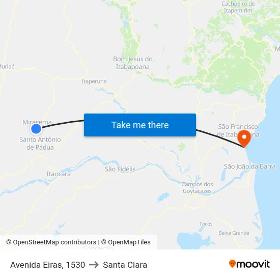 Avenida Eiras, 1530 to Santa Clara map