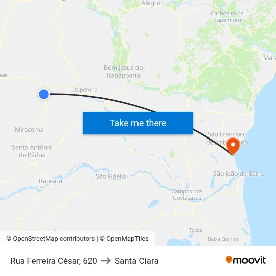 Rua Ferreira César, 620 to Santa Clara map