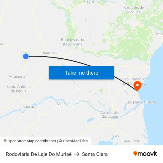 Rodoviária De Laje Do Muriaé to Santa Clara map
