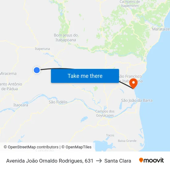 Avenida João Ornaldo Rodrigues, 631 to Santa Clara map