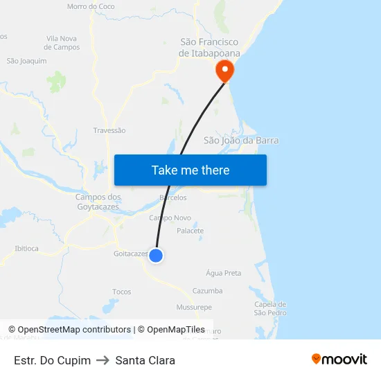 Estr. Do Cupim to Santa Clara map