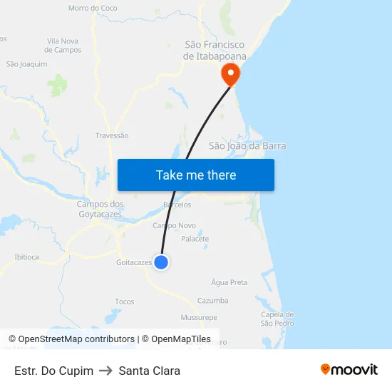 Estr. Do Cupim to Santa Clara map