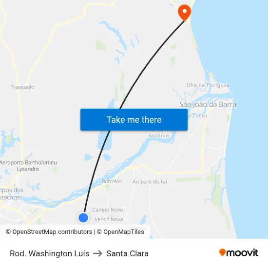 Rod. Washington Luís to Santa Clara map