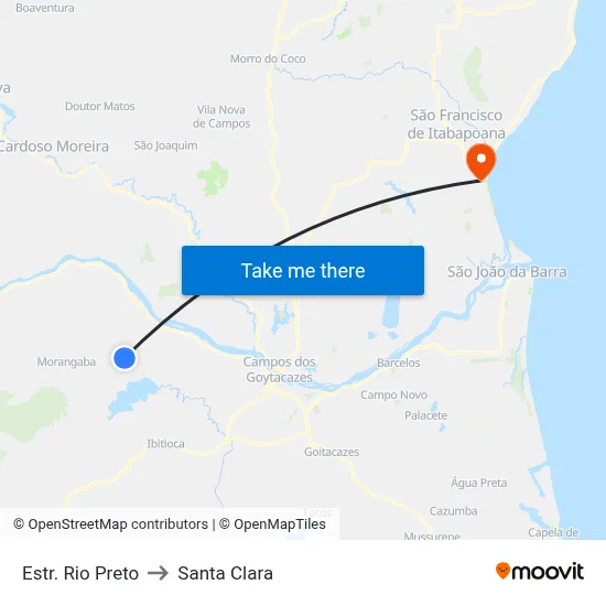 Estr. Rio Preto to Santa Clara map