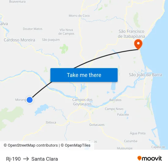 Rj-190 to Santa Clara map