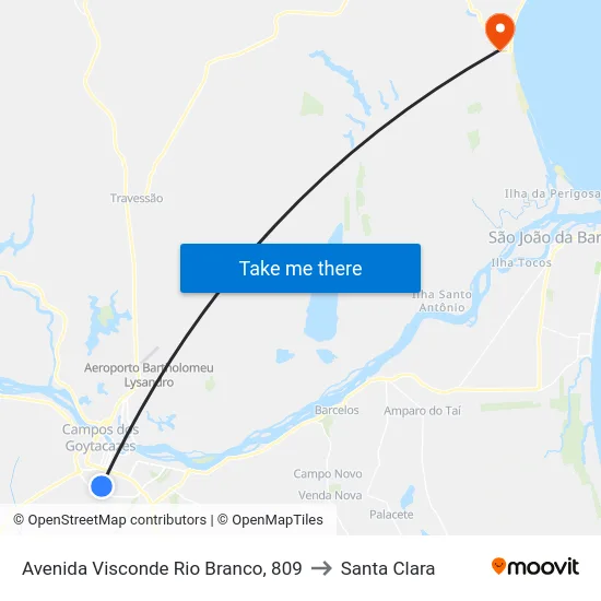 Avenida Visconde Rio Branco, 809 to Santa Clara map