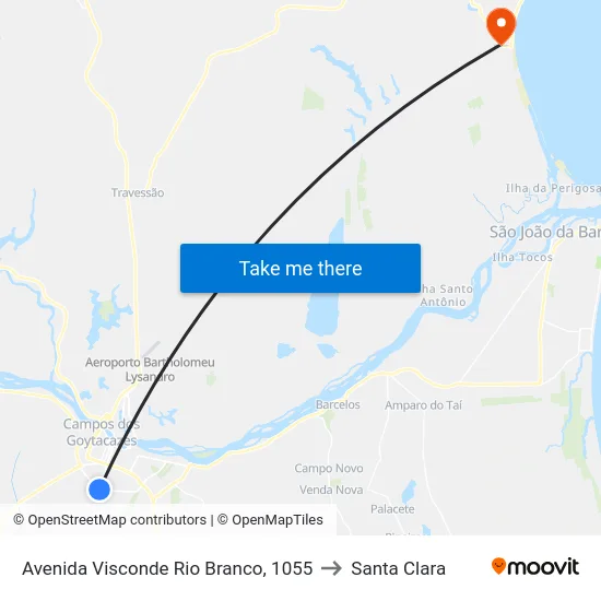 Avenida Visconde Rio Branco, 1055 to Santa Clara map