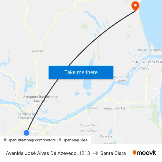 Avenida José Alves De Azevedo, 1213 to Santa Clara map