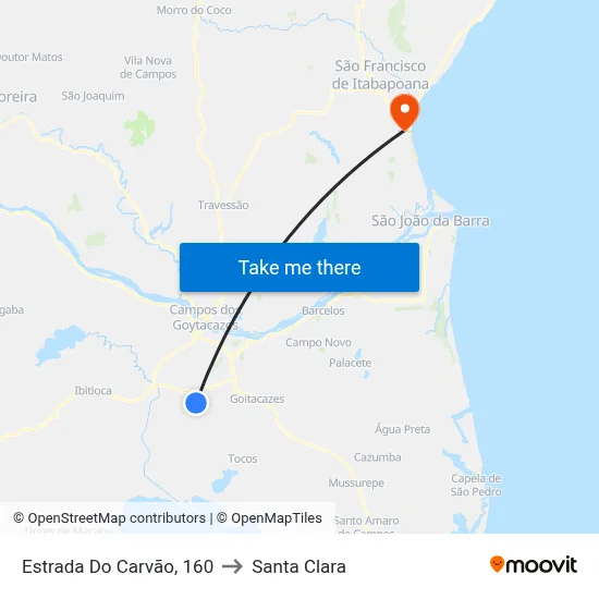 Estrada Do Carvão, 160 to Santa Clara map