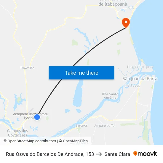 Rua Oswaldo Barcelos De Andrade, 153 to Santa Clara map