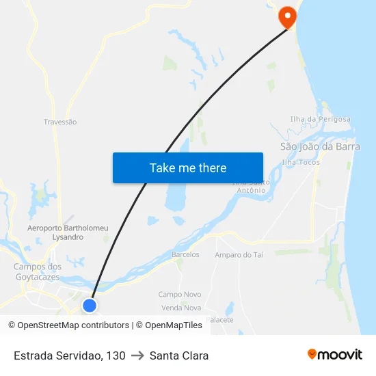 Estrada Servidao, 130 to Santa Clara map