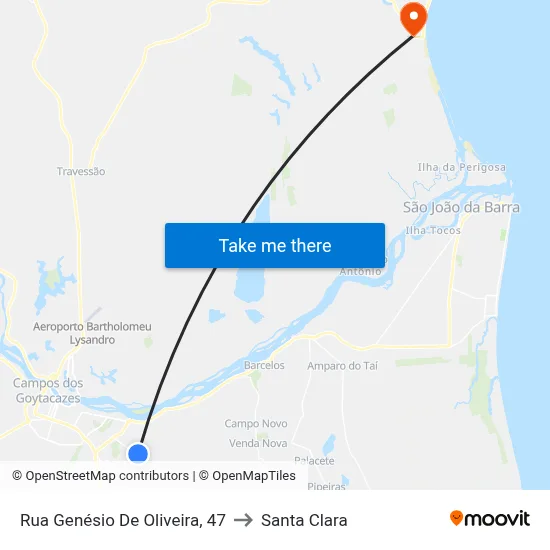 Rua Genésio De Oliveira, 47 to Santa Clara map
