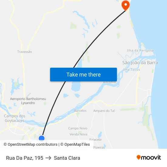 Rua Da Paz, 195 to Santa Clara map