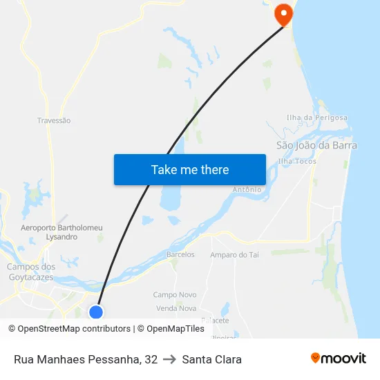 Rua Manhaes Pessanha, 32 to Santa Clara map