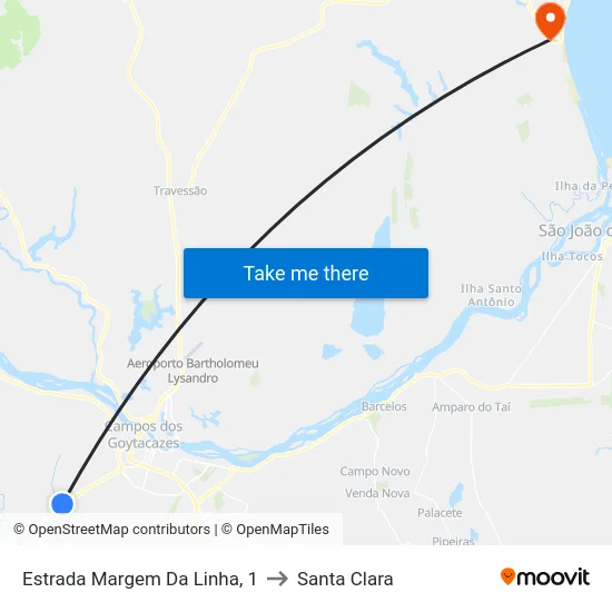 Estrada Margem Da Linha, 1 to Santa Clara map