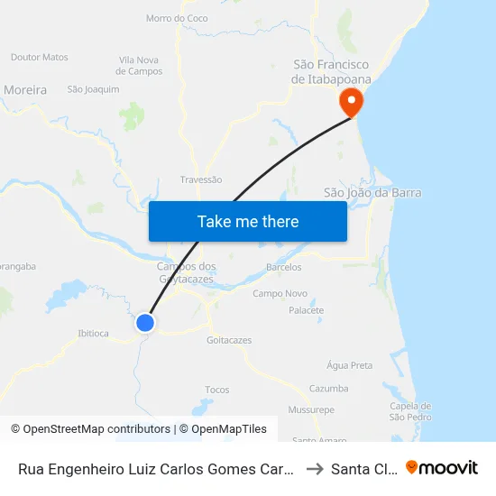 Rua Engenheiro Luiz Carlos Gomes Carvalho, 25 to Santa Clara map