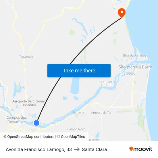Avenida Francisco Lamêgo, 33 to Santa Clara map