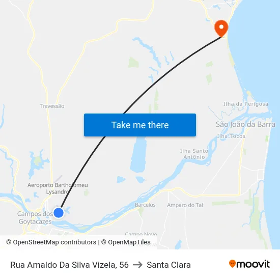 Rua Arnaldo Da Silva Vizela, 56 to Santa Clara map