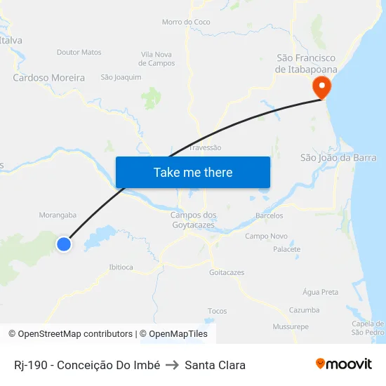 Rj-190 - Conceição Do Imbé to Santa Clara map