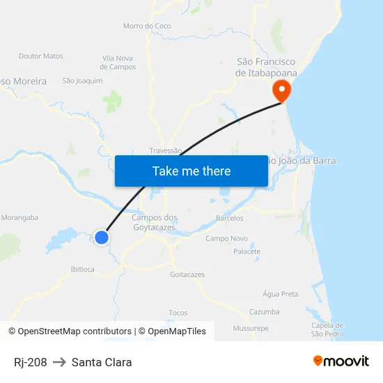 Rj-208 to Santa Clara map