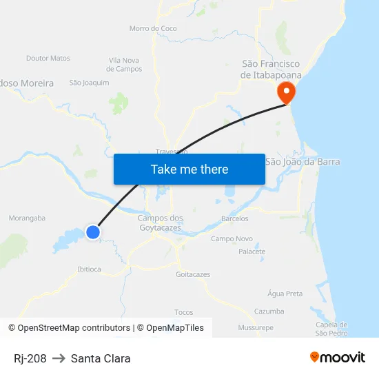 Rj-208 to Santa Clara map