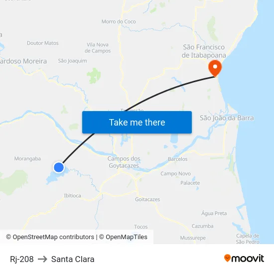 Rj-208 to Santa Clara map