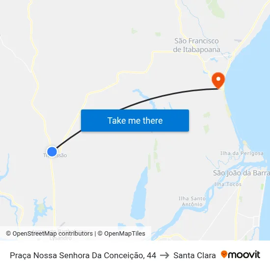 Praça Nossa Senhora Da Conceição, 44 to Santa Clara map