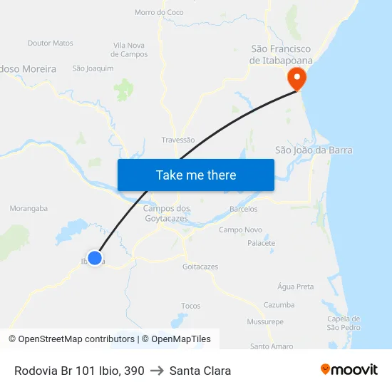 Rodovia Br 101 Ibio, 390 to Santa Clara map