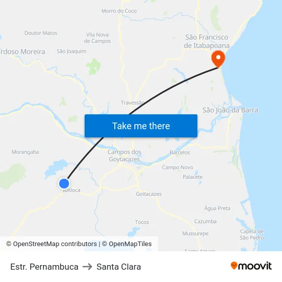 Estr. Pernambuca to Santa Clara map