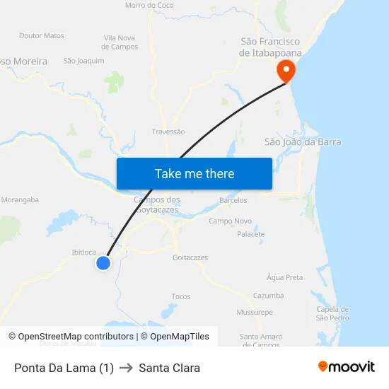 Ponta Da Lama (1) to Santa Clara map