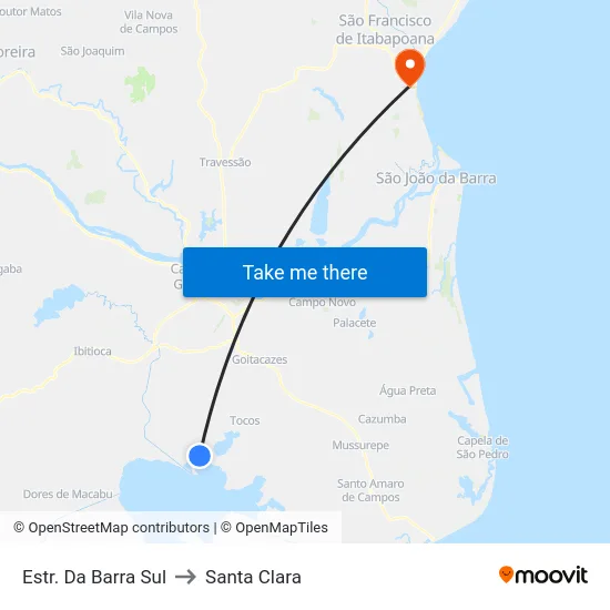 Estr. Da Barra Sul to Santa Clara map