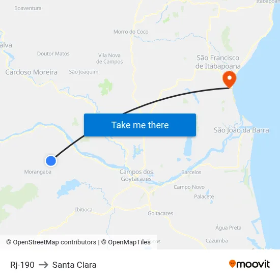 Rj-190 to Santa Clara map
