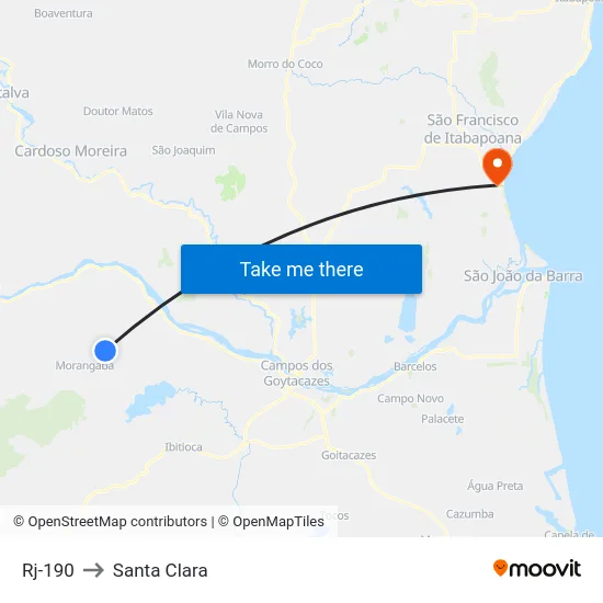 Rj-190 to Santa Clara map