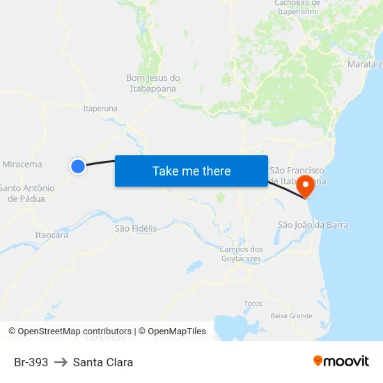 Br-393 to Santa Clara map