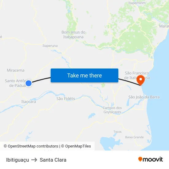 Ibitiguaçu to Santa Clara map