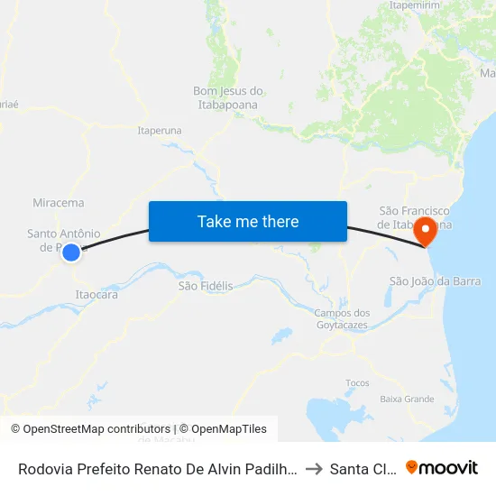 Rodovia Prefeito Renato De Alvin Padilha, 2446 to Santa Clara map