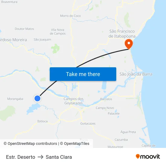 Estr. Deserto to Santa Clara map