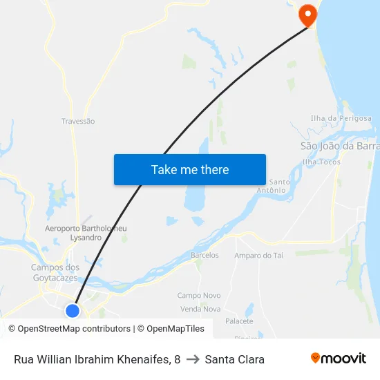 Rua Willian Ibrahim Khenaifes, 8 to Santa Clara map