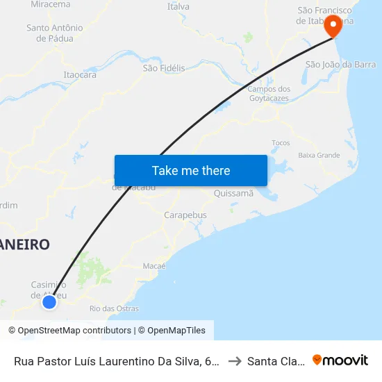 Rua Pastor Luís Laurentino Da Silva, 685 to Santa Clara map