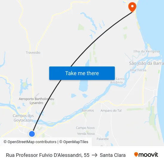 Rua Professor Fulvio D'Alessandri, 55 to Santa Clara map