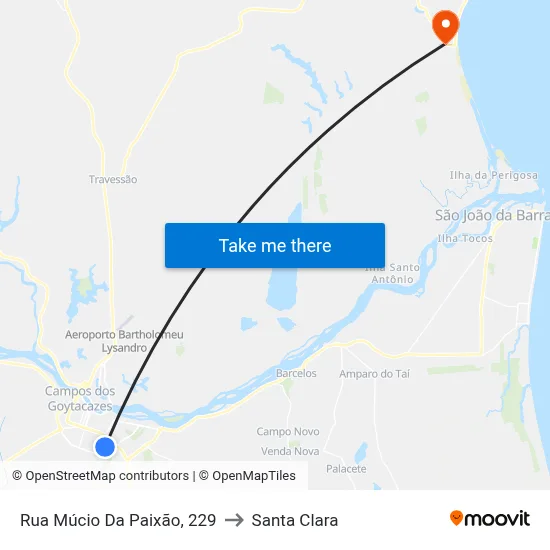 Rua Múcio Da Paixão, 229 to Santa Clara map