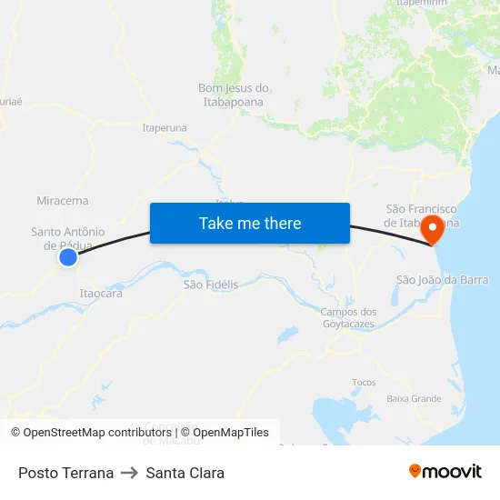 Posto Terrana to Santa Clara map