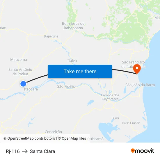 Rj-116 to Santa Clara map