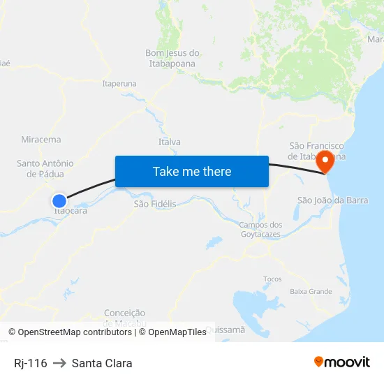 Rj-116 to Santa Clara map