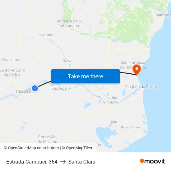 Estrada Cambuci, 364 to Santa Clara map
