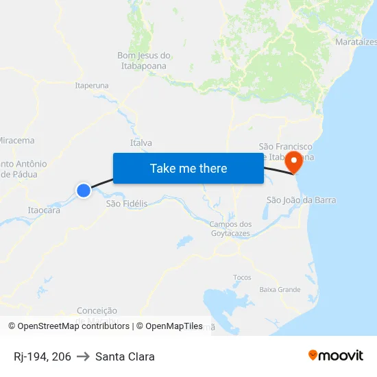 Rj-194, 206 to Santa Clara map