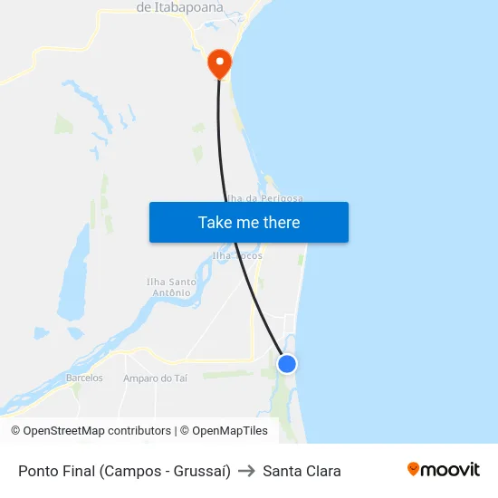 Ponto Final (Campos - Grussaí) to Santa Clara map