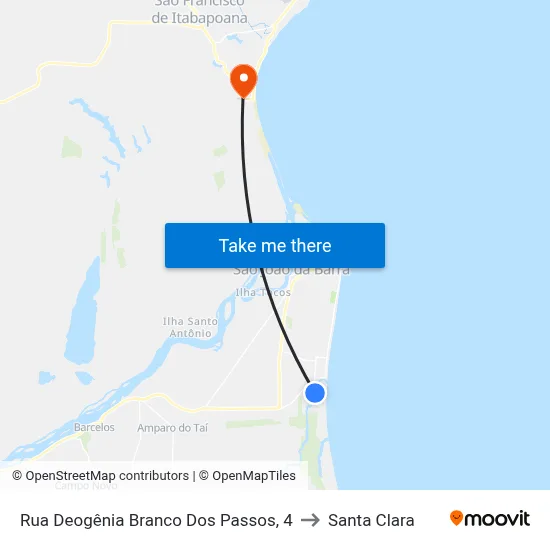 Rua Deogênia Branco Dos Passos, 4 to Santa Clara map