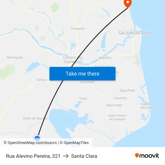Rua Alevino Pereira, 321 to Santa Clara map